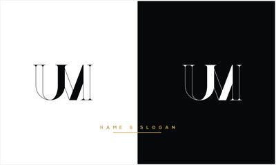 UM, MU,U , M, Abstract Letters Logo Monogram
