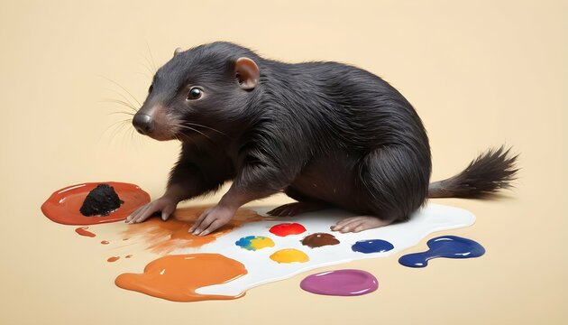 A Mole Artist Painting With Its Paws Upscaled 4