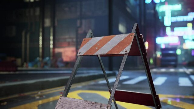 A construction sign on the side of a road