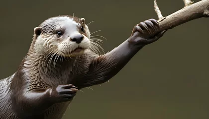 Fotobehang An Otter With Its Claws Extended Gripping Onto A Upscaled 8 © Shumaila