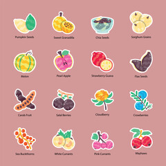 Exotic and Dry Fruits Flat Stickers