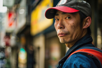 A Japanese grocery deliveryman