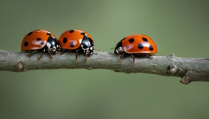 Ladybugs Crawling On A Tree Branch Upscaled 7