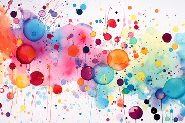 Playful and colorful wallpaper background adorned with vibrant watercolor splatters