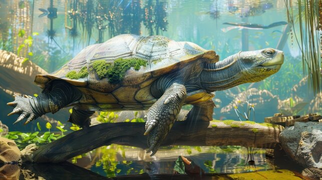 The proboscis turtle is the largest turtle in the world. It can live up to 100 years. Its carapace is dome-shaped and its neck resembles a proboscis. 