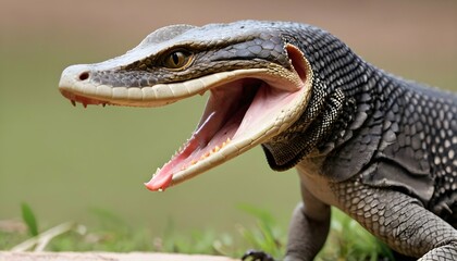 A Monitor Lizard With Its Mouth Open Displaying I Upscaled 17