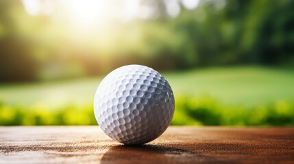 Close-up of golf player putting ball into hole on defocused background with space for text