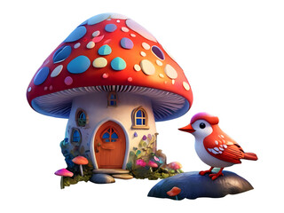 A beautiful cartoon mushroom house Clipart, mushroom house t shirt design, fantasy garden, mushroom...