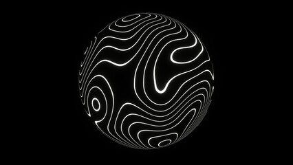 3d Abstract outline topographic contour map landscape pattern texture planet in space. Black and white laser lines on geography globe.