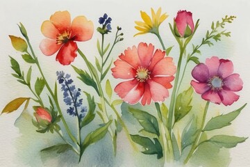 Watercolor flowers card background