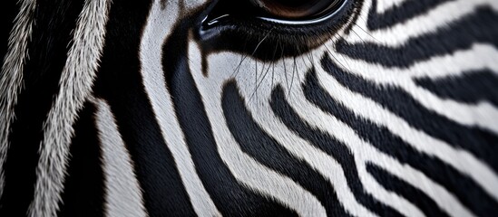 Zebra's eye staring at camera with dark background