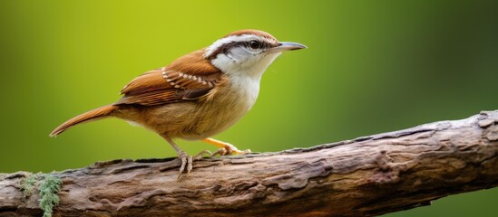 Obraz premium A carolina wren perched on a tree branch