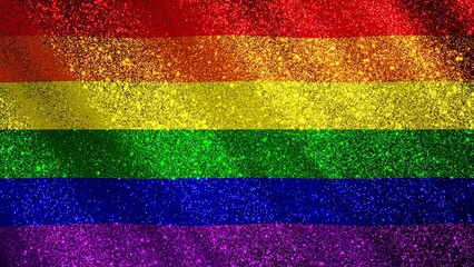 Rainbow LGBT Pride homosexuality colors glitter background wave pattern. Shine disco template particles. Gay rights.