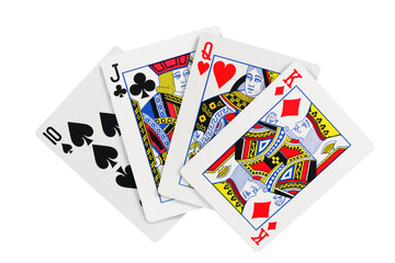 Playing cards poker hand on transparent background png