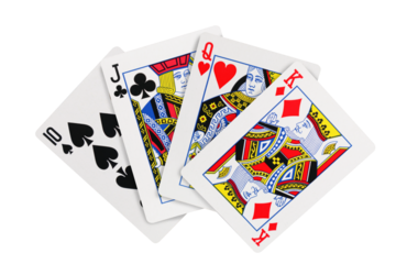 Playing cards poker hand on transparent background png