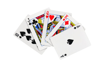 Playing cards poker hand on transparent background png