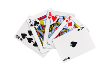 Playing cards poker hand on transparent background png