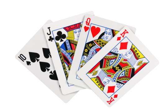 Playing cards poker hand on transparent background png