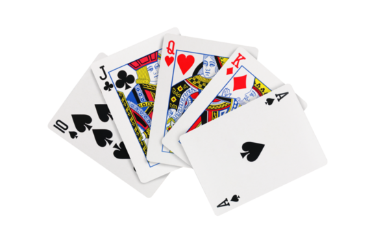 Playing cards poker hand on transparent background png