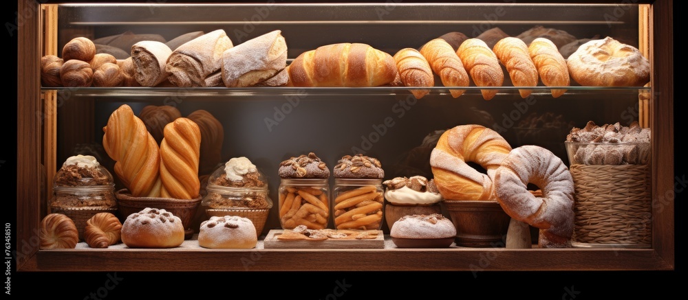 Canvas Prints A display filled with various bread types