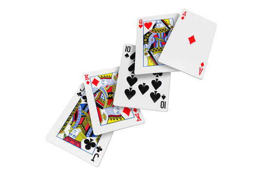 Falling playing cards on transparent background
