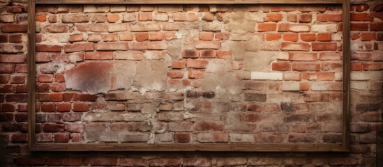 Close-up of brick wall & wooden frame