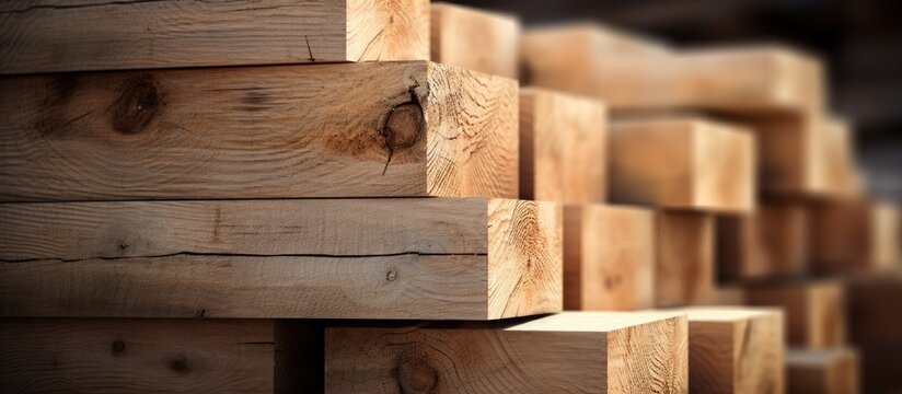 Close up of a stack of wooden logs