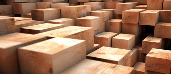 Wooden blocks stacked closely together
