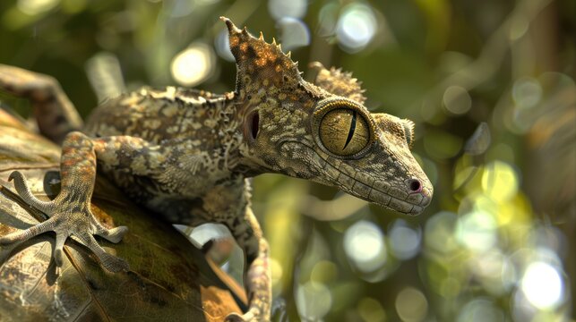 Leaf-tailed gecko, a lizard that camouflages itself with a leaf-like tail. 