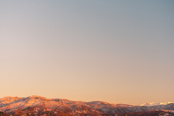Mountains against the sky during sunset. Mountains near the airport of the Georgian city of Batumi.