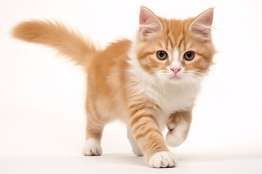 a cat walking on a white background