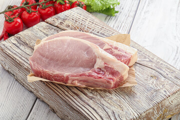 Raw pork t-bone steak for grill