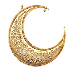 golden crescent moon 3d isolated render