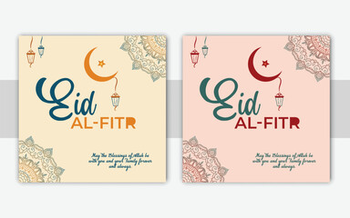 Traditional Eid Mubarak festival card with Islamic decoration