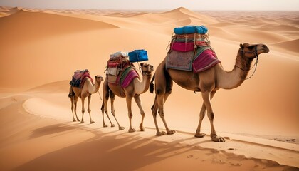 A Camel Carrying Travelers On A Desert Journey Upscaled 3 2
