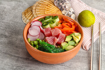 Hawaiian cuisine - poke with tuna and rice