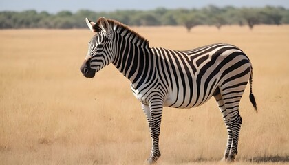 Fototapeta na wymiar A Zebra In A Safari Journey Upscaled 4