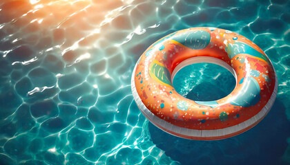 Swim ring. Inflatable rubber toy. Realistic summertime illustration. Summer vacation or trip - obrazy, fototapety, plakaty