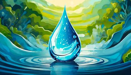 World Water Day - vector abstract waterdrop concept. Save the water - ecology concept background