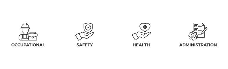 OSHA banner web icon glyph silhouette for occupational safety and health administration with an icon of worker, protection, healthcare, and procedure