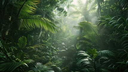 Congo Forest, a mysterious rainforest full of animals  - obrazy, fototapety, plakaty