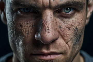 Obraz premium Allergy young person face pimples care treatment generate Ai