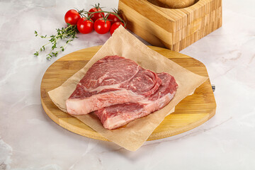Uncooked raw beef steak for grill