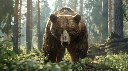 Big brown bear in the forest 