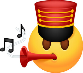Emoticon With Horn And Marching Band Hat - 763467538