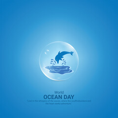 World Oceans Day. World Oceans Day creative ads design. Jun 8. poster, banner vector illustration . 3D