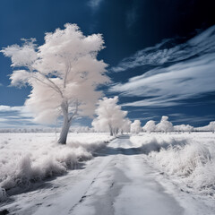 infrared photo of nature pink and white