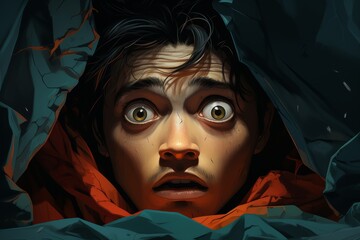 Man in Red Hoodie With Eyes Wide Open