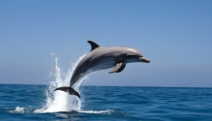 A Dolphin Leaping Out Of The Water In A Majestic A Upscaled