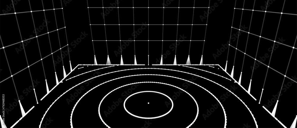 Fototapete Rectangle of lines and dots. Blockchain technology. Abstract digital background. Glowing plexus. Big data. Network or connection. Science background. Vector illustration